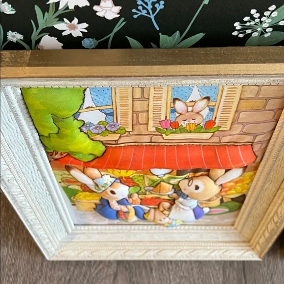 VINTAGE set of 2 Creative Circle Market Time bunny stitch & stuff kit 3D framed - Picture 15 of 17